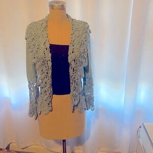 Crochet Bolero shrug . Baby blue  unique.  Calling all blue  eyed babes. 💙💙